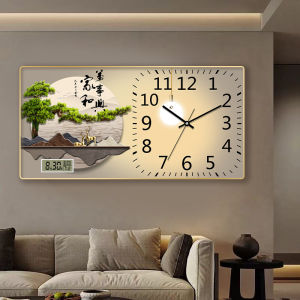 Modern living room sofa background clock decoration painting silent clock analog clock hanging painting mural