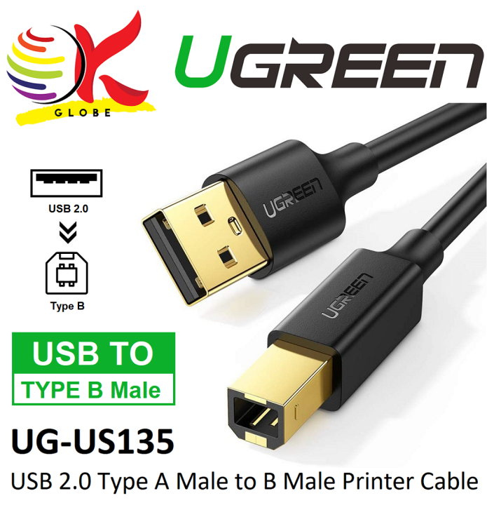 UGREEN USB 2.0 USB-A MALE TO USB-B MALE PRINTER CABLE US135 WITH GOLD ...