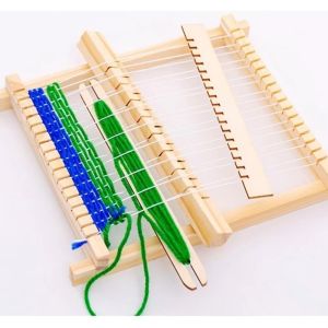 HOTOTO Traditional DIY Wooden Weaving Loom Starter Kit Mini Hand-Woven Knitting Machine Creative Easy to Install Weaving Loom Kit for Kids