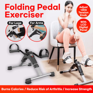 🇸🇬 Folding Pedal Exerciser 2in1 with LCD and Tension Knob / Rehab exerciser / HomeBuddy / Pedometer | Home Exercise Fitness Equipment Leg Strengthener / Leg Arm Pedal Exercise Bike / Knee exerciser. Fitness exerciser. Home fitness. Home gym