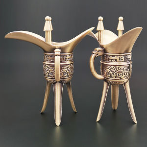 Palace Style Gluttonous Pattern Wine Glass Wine Set Bronze Ding Cup Ddrinkable Gift Box