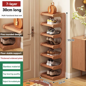Bamboo Shoe Rack Small Narrow Multi-layer Door Floor Shoe Rack Organizer Wooden Shoe Shelves