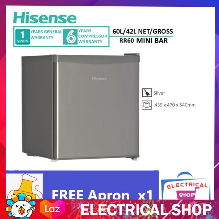 Hisense Mini Bar RR60D4AGN 1 door Fridge 60L RR60D4 Refrigerator