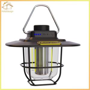 LED Decorative Hanging Lights Type-c Charging Retro Camping Lighting Battery Indicator with Hook Dimmable for Outdoor Equipment