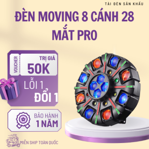 Đèn Moving 8 cánh 28 mắt Pro chớp led laser cảm biến nhạc ánh sáng 5IN1 cho sân khấu party bar vũ trường