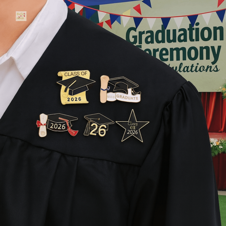 HEFEI STORE Lớp 2026 Ghim mùa tốt nghiệp Vàng đen Hợp kim Quà Tặng Tốt ...