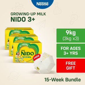 NIDO 3+ Growing-Up Milk Powder for Toddler Children 3+ Years Old 9kg (3kg x3) - FREE WHITE UMBRELLA