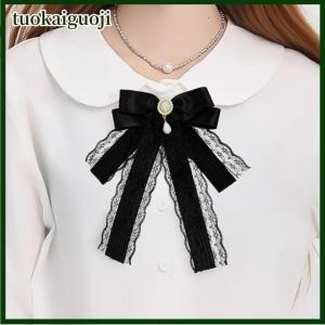 tuokaiguoji Fashion Black Bowknot Brooches Women Shirt Collar Pins Wedding Party Necktie Jewelry Accessories
