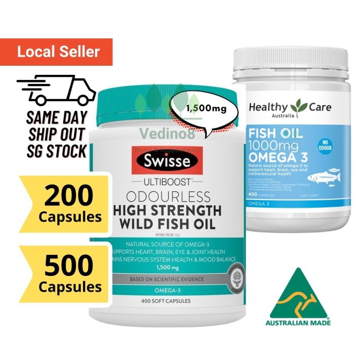 Swisse Wild Fish Oil High Strength 1500mg / Healthy Care Fish Oil
