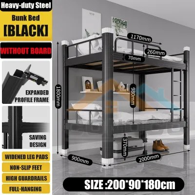 CONOCO Bunk Bed Frame Double Decker Bed Fram Bunk Bed Frame Heavy Duty Double Decker Steel Bed with Ladder Extra Thick Besi Katil Tidur High Quality & Sturdy Besi Katil Tidur雙層床