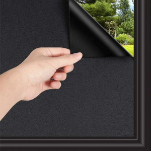 100% Light Blocking Darkest Window Film Static Total Blackout Glass Privacy Darkening Window Tint Black Window Sticker