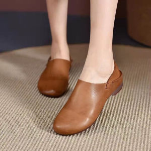 Free Shipping Retro Slip-On Shoes New Autumn Collection Soft-Soled Casual Shoes Plus-Size Flat Shallow-Toe WomenS Leather Shoes