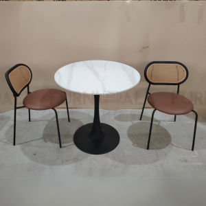 Furnimall Sintered Stone Round Dining Table Set 1+2/1+4 Meja Makan Restaurant Dining Cafe table 餐桌椅