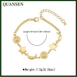 QUANSEN 1 Piece Exquisite Star Moon Versatile Casual Holiday Style Splicing Bracelet Person Sun Pendant Bracelet Female Jewelry Gift