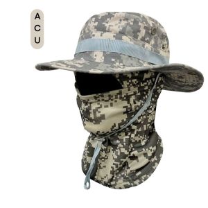 SERENEGLOW Camouflage Bucket Hat with Face Cover Set Outdoor Sun Protection Fishing Hiking Adventure Cap