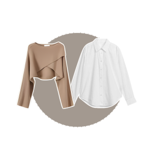 One Set Wanita Korea Style Kemeja Blouse Putih | Sweater Kekinian Silang | Celana Kulot 063A