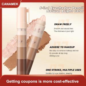 【CANAMEK】 Dimshow 5 trong 1 Eyeshadow bút chì Kit nhung Matte sắc tố ánh sáng lung linh làm nổi bật trang điểm kết hợp mini Eye Shadow bút mỹ phẩm