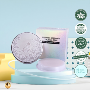 Sale 2/9 -Phấn Phủ Nén Siêu Mịn Chống nắng Cellio Ex Collagen Twoway Cake SPF 30 PA++. Sản Phẩm Hàn Quốc - Tặng Kèm 1 Lõi Phấn