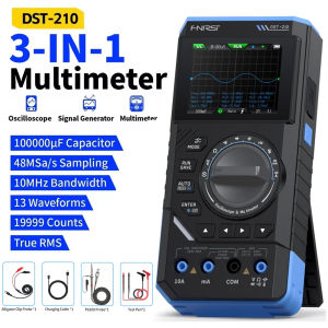 FNIRSI DST-210 3-in-1 Multimeter Oscilloscope Signal Generator 10MHz Bandwidth 48MS/s Sampling 19999 Counts Portable for Car & Home Electronic Repair