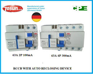 TOSUN RCCB / ELCB TSL5-63AP WITH AUTO RECLOSING DEVICE 2P 63A 100mA & 4P 63A 300mA AUTO RESET