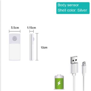 Aluminum Alloy Ultra-Thin LED Light Motion Sensor Indoor Lighting Magnetic Night Light Tricolor Type-C Rechargeable Cabinet Light