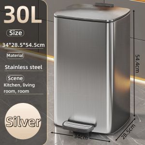 Step Pedal Trash Can 20L 30L Rectangle Stainless steel Trash Bin for room kitchen garbage bin container