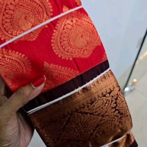 Bridal look silk red saree ready stock