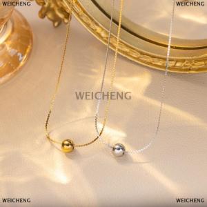[COD] WEICHENG Minimalist Stainless Steel Single Bead Necklace Daily Fashion Accessories Non-Fading For Women
