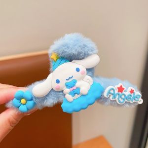 Kawaii Sanrio Hairpin Plush Hair Clip Large Grab Clip Kuromi Cinnamoroll Hellokitty Anime Figure Ponytail Curled Hair Accesories Gifts