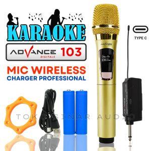 Mic Wireless Murah Mic Karaoke Suara Jernih Wireless Profesional Microphone mic tanpa kabel ADVANCE 103 - Mic / Mik Tanpa Kabel Microphone Wireless MIC Bisa Di Cas USB Tipe C