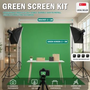 【SG】Green Screen Photo Background Photography Backdrop Cloth Stand 2M*3M for Studio Live Portrait