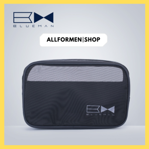 Túi đựng mỹ phẩm dành cho nam Blueman  23x15 x7cm. Vải lưới cao cấp bền bỉ chắc chắn màu đen sang trọng