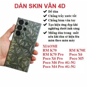 Miếng dán skin vân 4D mặt lưng trong suốt Poco X4 GT / X4 Pro 5G Poco X3 X3 Pro X3 GT Poco X5 X5 Pro Poco F5 Pro