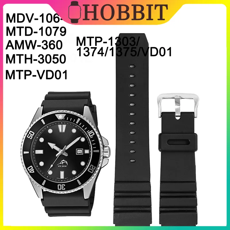 22mm Black Wristband For Casio MDV-106-1A MTD-1079 AMW-360 MTH-3050 MTP-VD01  MTP-1303/1374/1375/VD01 Silicone Strap Watchband Lazada PH