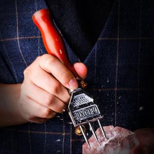 RNI2091 Bartender Safety Wooden Handle Stainless Steel Punch Bar Tools Ice Crusher