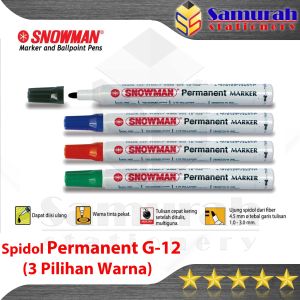 Spidol Permanent Snowman Marker G-12 Pcs / G12 Permanen Besar G 12 Hitam Biru Merah Hijau