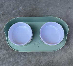 Food grade simple pet cat and dog double bowl feeder top mounted [PC material is healthier]