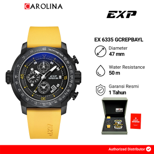 Jam Tangan Pria Expedition Chronograph EX 6335 GCREPBAYL Box Set Black Dial Yellow Rubber Strap