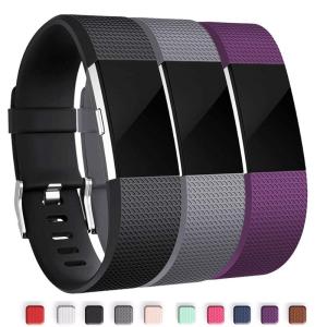 3 Pack Replacement Silicone Soft Silicone Watch Band Wrist Strap For Fitbit Charge 2 Ruber Band