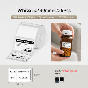 【For M2/M3】NIIMBOT M2/M3 Thermal Transfer Label Sticker Durable PET Material Waterproof and High Temperature Resistance Office Medicine Label Paper