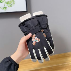 DRESSPLUS Màn hình cảm ứng Găng tay trượt tuyết Màu hồng Gấu Găng tay giữ ấm mùa đông Chống trượt Lái xe Găng tay lái xe Cắm Trại