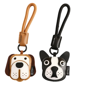 Cute Leather Bulldog Pendant Bag Charm for Keychains or Car Interior Decoration Bags Accesories for Women and Men