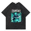 เสื้อยืดคอกลม2023 Hot Jujutsu Kaisen Megumi and Toji Fushiguro Anime T-Shirt Black Washed T-Shirts S-5XL. 