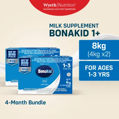 [ONLINE EXCLUSIVE] BONAKID 1+ Stage Three Milk Supplement Powder for 1-3 Years Old (4Kgx2) Big Pack