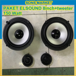 PAKET SPEAKER WOOFER ELSOUND SILVER 8in 8 inch Tweeter 2 pcs 150 Watt Murah ORIGINAL