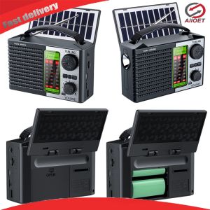 Compact Solar Radio with AM FM SW Bands and LED Light for Camping and Hiking