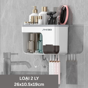 Bộ kệ nhả kem để bàn chải đánh răng tự động không khoan tường kèm miếng dán tiện lợi Easy Stuff