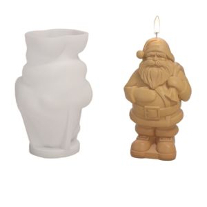 LSMSMAVDS Santa Claus Christmas Candle Mold Christmas Tree Elk Candle Making Tools Aromatic Candle Handcraft Plaster Mold Festival Decorations