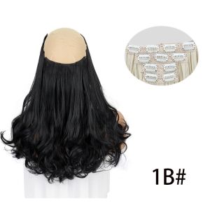 JUTBONG 4Pcs 14 Inch Clip in Hair Extensions Soft Clip Ins Invisible Hair Extensions Wavy Thick Short Wavy Hair Extensions For Women