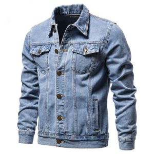 Áo khoác denim nam thu đông hàn quốc áo khoác cỡ lỡn trang phục cao bồi thời thượng